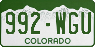 CO license plate 992WGU