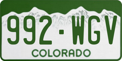 CO license plate 992WGV