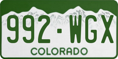 CO license plate 992WGX
