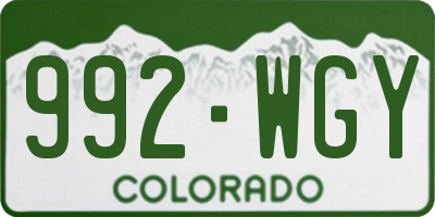 CO license plate 992WGY