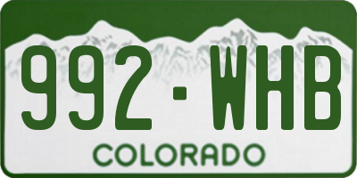 CO license plate 992WHB