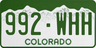 CO license plate 992WHH