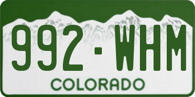 CO license plate 992WHM