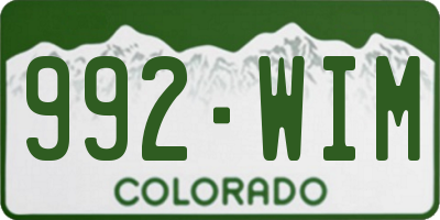 CO license plate 992WIM
