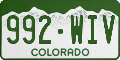 CO license plate 992WIV