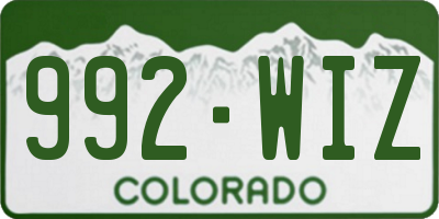 CO license plate 992WIZ