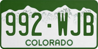 CO license plate 992WJB