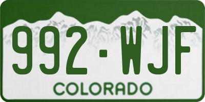 CO license plate 992WJF