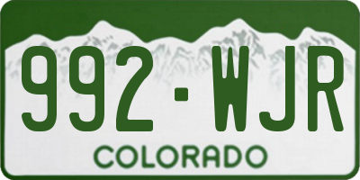 CO license plate 992WJR