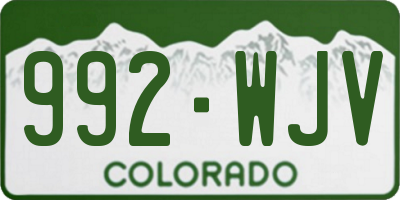 CO license plate 992WJV