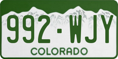 CO license plate 992WJY