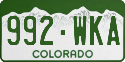 CO license plate 992WKA