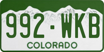 CO license plate 992WKB