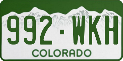 CO license plate 992WKH