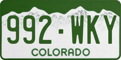 CO license plate 992WKY