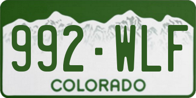 CO license plate 992WLF