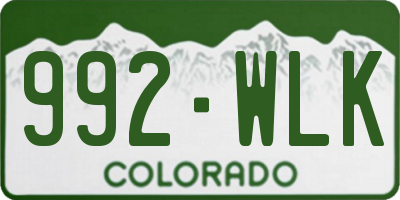 CO license plate 992WLK