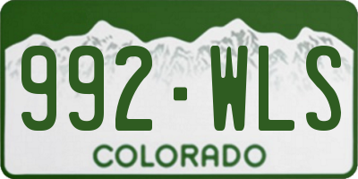 CO license plate 992WLS