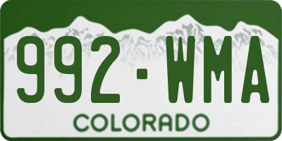 CO license plate 992WMA