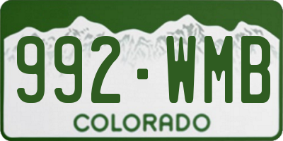 CO license plate 992WMB