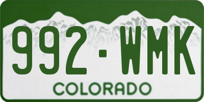 CO license plate 992WMK