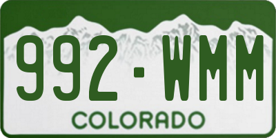 CO license plate 992WMM