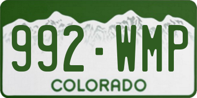 CO license plate 992WMP