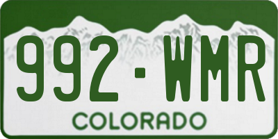 CO license plate 992WMR