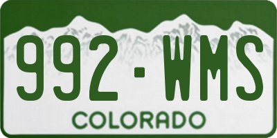 CO license plate 992WMS