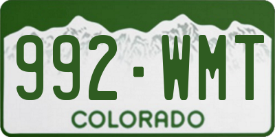 CO license plate 992WMT