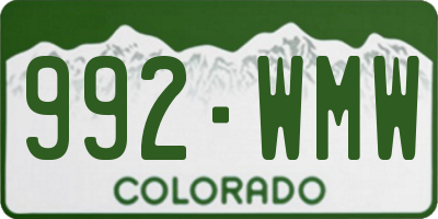CO license plate 992WMW