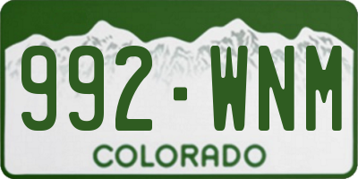CO license plate 992WNM
