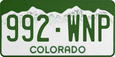 CO license plate 992WNP