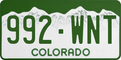 CO license plate 992WNT