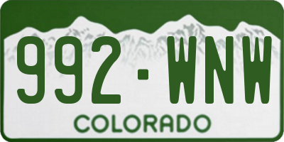 CO license plate 992WNW