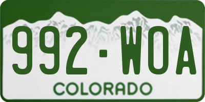 CO license plate 992WOA