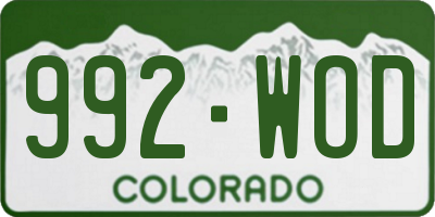 CO license plate 992WOD