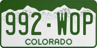CO license plate 992WOP