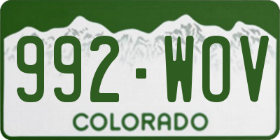 CO license plate 992WOV