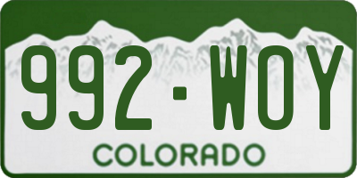 CO license plate 992WOY