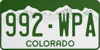 CO license plate 992WPA