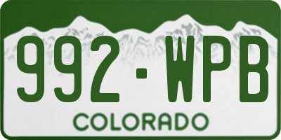 CO license plate 992WPB