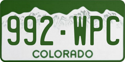 CO license plate 992WPC