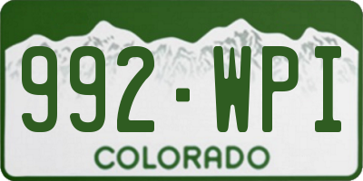 CO license plate 992WPI