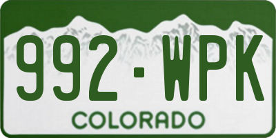 CO license plate 992WPK