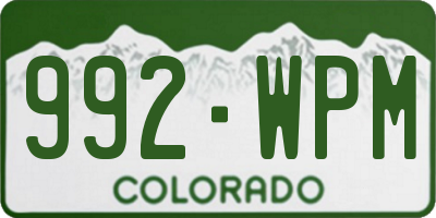 CO license plate 992WPM