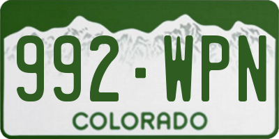 CO license plate 992WPN