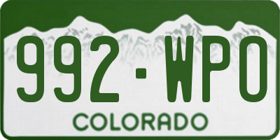 CO license plate 992WPO