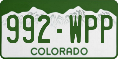 CO license plate 992WPP