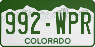 CO license plate 992WPR